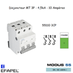 Disjoncteur Magnétothermique Plus 3 Poles 10A 55110 3CP