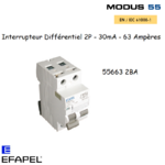 Interrupteur Différentiel 2P 30mA 63A - 55663 2BA