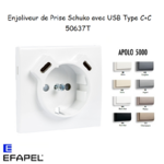 enjoliveur prise schuko avec usb C+C APOLO 50637T