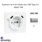 enjoliveur prise schuko avec usb C+C APOLO 50637TPR