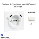 enjoliveur prise schuko avec usb C+C APOLO 50637TBR