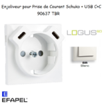 enjoliveur prise schuko avec usb C+C LOGUS 90637TBR