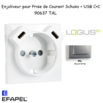 enjoliveur prise schuko avec usb C+C LOGUS 90637TAL