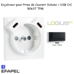 enjoliveur prise schuko avec usb C+C LOGUS 90637TPM