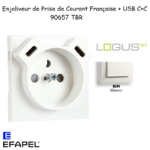 enjoliveur prise française avec usb C+C LOGUS 90657TBR