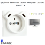 enjoliveur prise française avec usb C+C LOGUS 90657TAL
