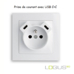 prise française avec usb c+c blanc