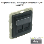 Adaptateur avec module 2 sorties pour connecteur RJ45 Logus 90442SIS Gris