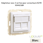 Adaptateur avec module 2 sorties pour connecteur RJ45 Logus 90442SBR Blanc