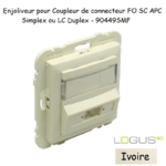Enjoliveur pour Coupleur de connecteurs FO SC APC Simplex ou LC Duplex Logus 90449SMF Ivoire
