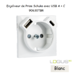 enjoliveur prise schuko avec usb B et B LOGUS 90630TBR