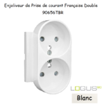 Enjoliveur pour Prise de courant française double avec protection Logus 90656TBR Blanc
