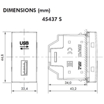 Dimensions prise USB Quadro 45437S