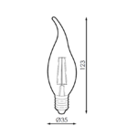 Ampoule LED Filament Flamme Coup de vent dimesions