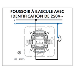 Mécanisme poussoir à bascule avec identification 250V mec 21155 schéma