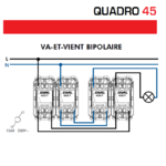 Va-et-Vient Bipolaire 2 modules Quadro 45077S Schéma