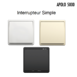 Interrupteur simple Blanc Ivoire ou Noir Apolo 5000