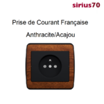 Prise de courant française  Bois Anthracite Acajou Sirius70