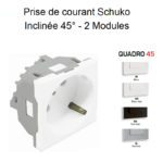 Prise de courant schuko inclinée 45° 2 modules Quadro 45132S