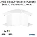 Angle Intérieur variable pour goulotte série 10 Moulures 50x20 10502ABR