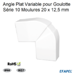 Angle plat variable pour goulotte série 10 Moulures 20x12,5 10033ABR