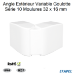 Angle extérieur variable pour goulotte série 10 Moulures 32x16 10046ABR