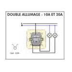 Schéma de montage Interrupteur Double Allumage EFAPEL série Mec21 - 21061 et 21065