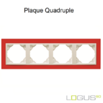 Plaque Quadruple animato logus90 efapel 90940TVG Rouge Glace