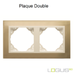 Plaque Double metallo logus90 efapel 90920TOP Or Perle