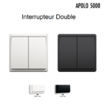 Interrupteur Double Blanc mat ou Noir mat Apolo 5000