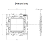 Adaptateur pour Appareil à Encastrer 2 Modules sans Griffes 42993 dimensions