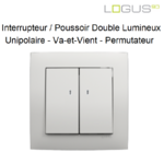Interrupteur double lumineux blanccomplet logus90