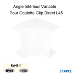 angle intérieur variable pour goulottes L45 11022 11032 11042