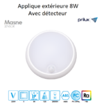 Applique extérieure avec détecteur masne sensor 8W blanc