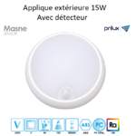 Applique extérieure avec détecteur masne sensor 15W blanc