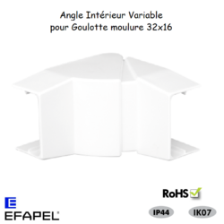 Angle Intérieur Pour Goulotte électrique Keva 32x12mm - Lot De 2 - Marque PLANET WATTOHM - Neuf