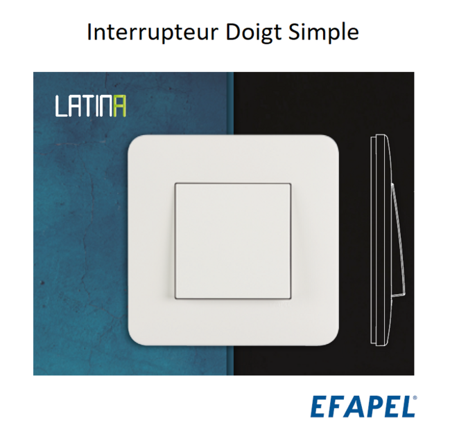 Interrupteur Doigt Simple Complet LATINA - NOIR MAT - EFAPEL