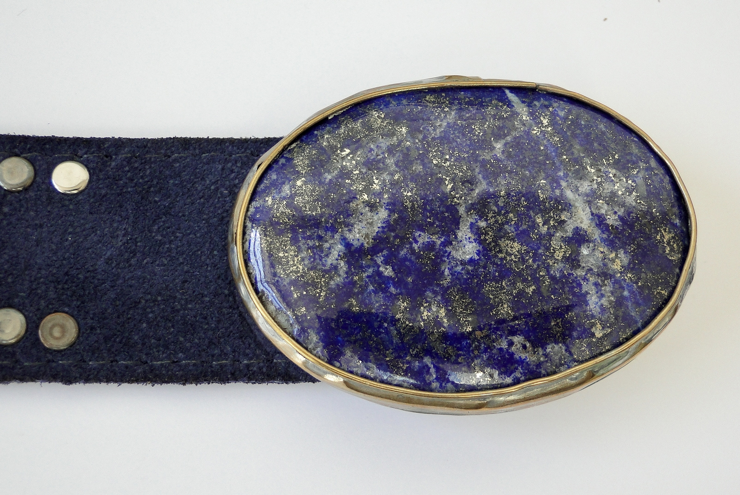 ceinture marie lindien en cuir et boucle en Lapis lazuli