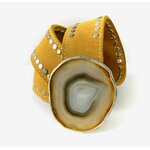 Ceinture cuir retourné camel gold boucle en agate naturelle Marie Lindien — GOLDA