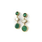 Boucles d'oreilles Eclipse nacre naturelle cristal vert métal doré Marie Lindien