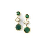 Boucles doreilles Eclipse nacre naturelle cristal vert métal doré Marie Lindien 2