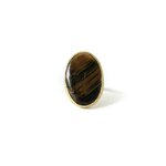Bague Antigone laiton doré oeil du tigre naturel serti Marie Lindien 2