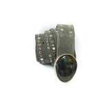 Ceinture cuir retourné gris boucle en labradorite Marie Lindien — BABY LABRADORITE