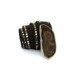 Ceinture cuir retourné choco boucle en agate naturelle Marie Lindien — CASTA
