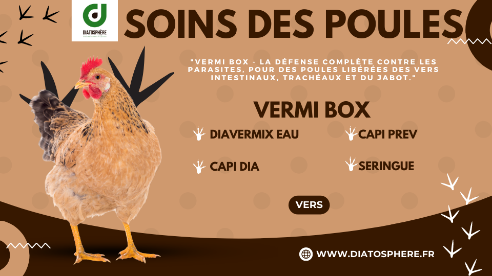 Vermi Box - La défense complète contre les parasites, pour des poules libérées des vers intestinaux, trachéaux et du jabot.
