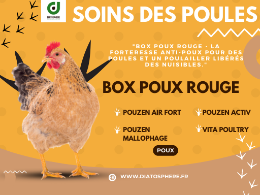 Box Poux Rouge - La forteresse anti-poux pour des poules et un poulailler libérés des nuisibles.