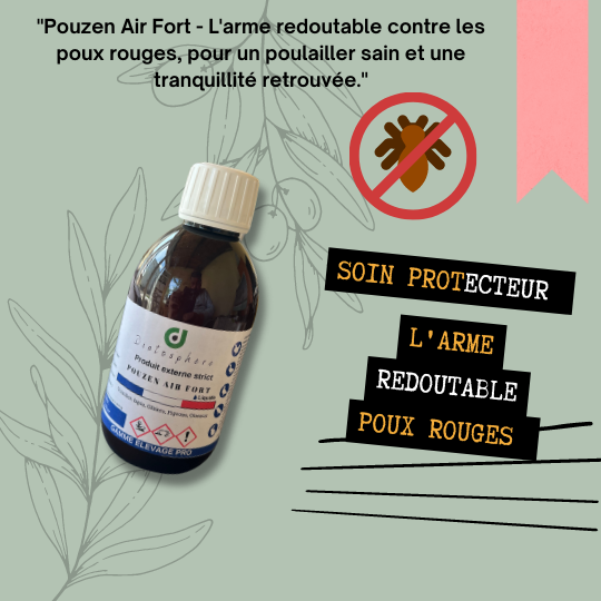 Pouzen Air Fort : Le bouclier anti-poux rouges pour un poulailler serein et protégé.