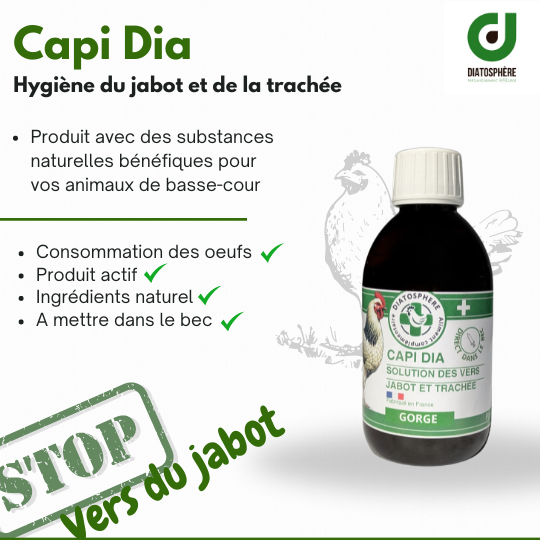 Capi Dia-Vermifuge Naturel pour Poule avec Jabot Gonflé – Capillariose et Syngamose