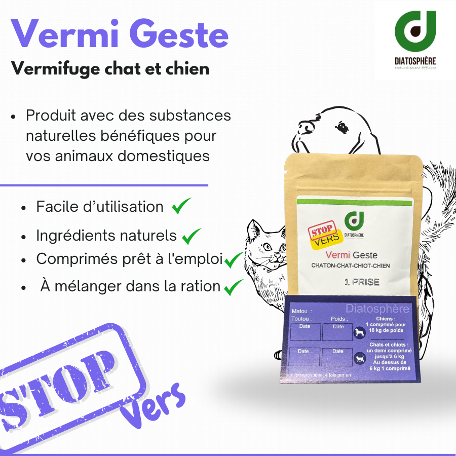 Vermi Geste : Un geste efficace pour le vermifuge des chats et chiens (sachet de 10 comprimées)