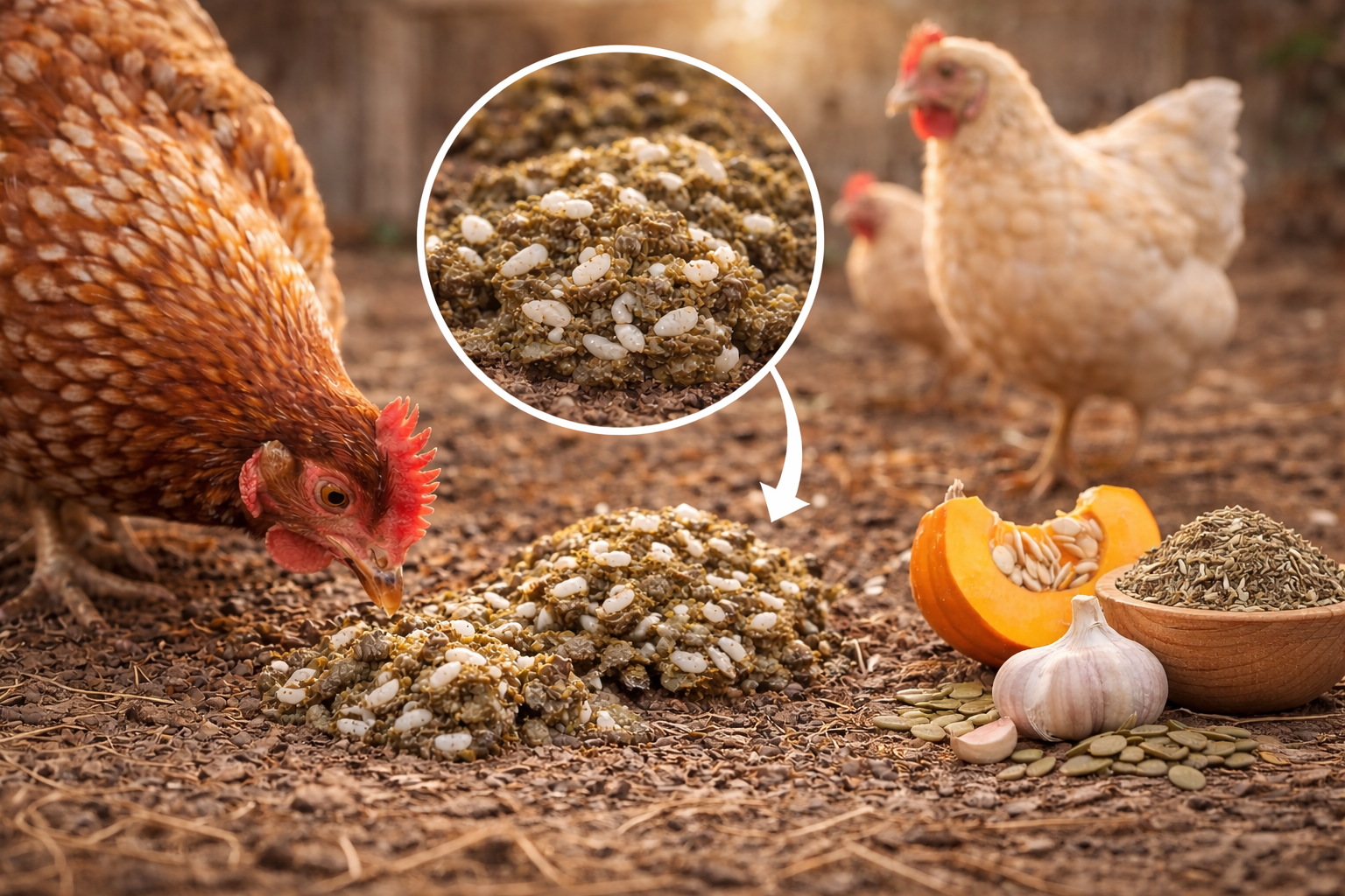 Ténia chez la poule : ces grains de riz dans les fientes, son cycle et comment protéger le poulailler
